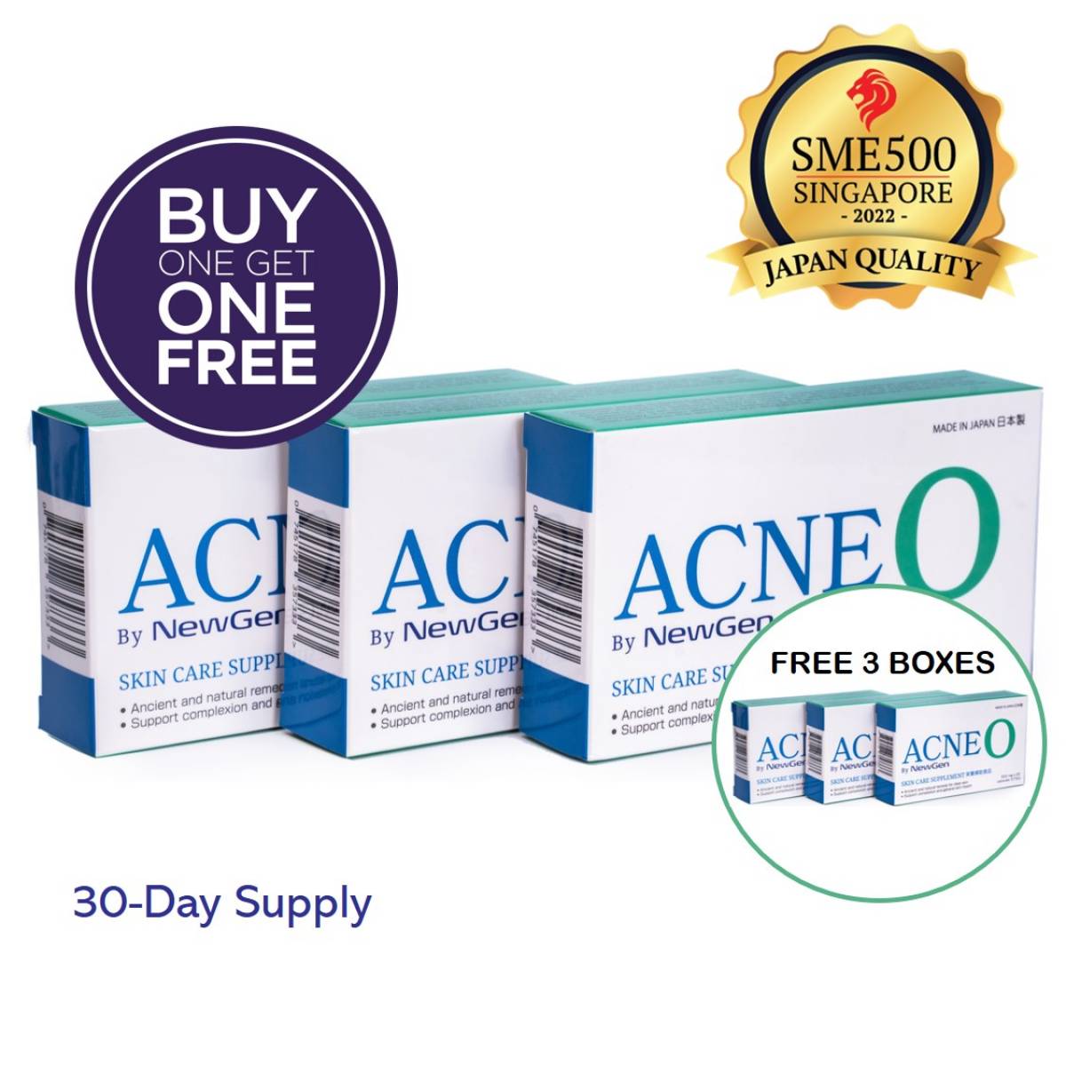 ACNE O Skin Care Supplement (Bundle of 3) [Buy1Get1Free]